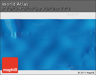 Shaded Relief 3D Map of the Area around 8° 44' 0" S, 2° 37' 30" E