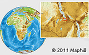 Physical Location Map of the area around 8° 44' 0" S, 30° 40' 29" E