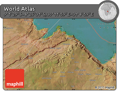 Satellite Map of the Area around 8° 44' 0" S, 30° 40' 29" E