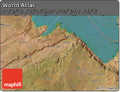 Satellite Map of the Area around 8° 44' 0" S, 30° 40' 29" E