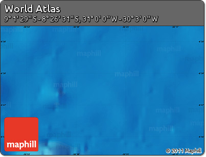 Physical Map of the Area around 8° 44' 0" S, 30° 31' 29" W