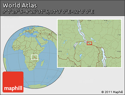 Savanna Style Location Map of the Area around 8° 44' 0" S, 31° 31' 29" E