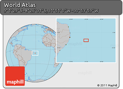 Gray Location Map of the Area around 8° 44' 0" S, 31° 22' 30" W