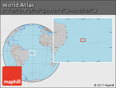 Gray Location Map of the Area around 8° 44' 0" S, 31° 22' 30" W