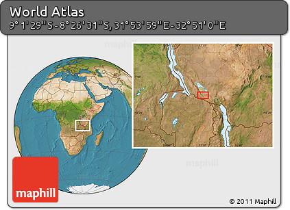 Satellite Location Map of the Area around 8° 44' 0" S, 32° 22' 30" E