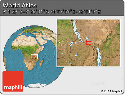 Satellite Location Map of the Area around 8° 44' 0" S, 32° 22' 30" E