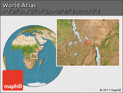 Satellite Location Map of the Area around 8° 44' 0" S, 32° 22' 30" E