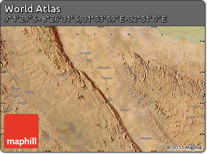 Satellite Map of the Area around 8° 44' 0" S, 32° 22' 30" E