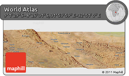 Satellite Panoramic Map of the Area around 8° 44' 0" S, 32° 22' 30" E
