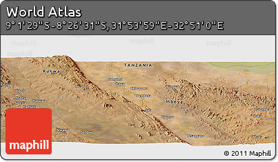 Satellite Panoramic Map of the Area around 8° 44' 0" S, 32° 22' 30" E