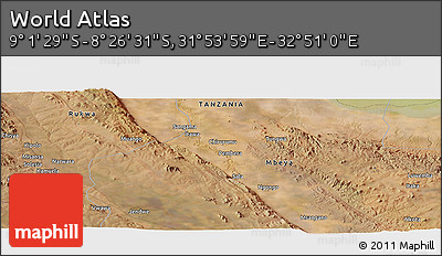 Satellite Panoramic Map of the Area around 8° 44' 0" S, 32° 22' 30" E