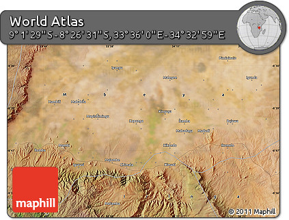 Satellite Map of the Area around 8° 44' 0" S, 34° 4' 30" E