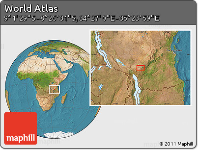 Satellite Location Map of the Area around 8° 44' 0" S, 34° 55' 29" E