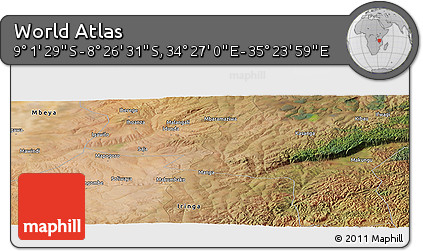 Satellite Panoramic Map of the Area around 8° 44' 0" S, 34° 55' 29" E