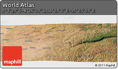 Satellite Panoramic Map of the Area around 8° 44' 0" S, 34° 55' 29" E