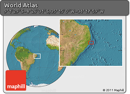 Satellite Location Map of the Area around 8° 44' 0" S, 34° 46' 29" W