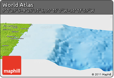 Physical Panoramic Map of the Area around 8° 44' 0" S, 34° 46' 29" W