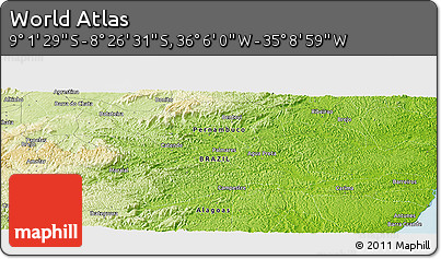 Physical Panoramic Map of the Area around 8° 44' 0" S, 35° 37' 30" W