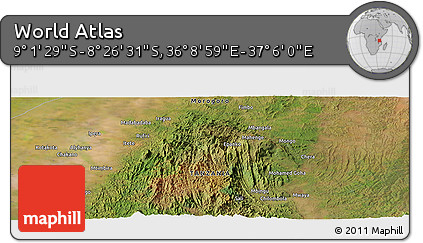 Satellite Panoramic Map of the Area around 8° 44' 0" S, 36° 37' 30" E