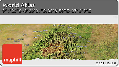 Satellite Panoramic Map of the Area around 8° 44' 0" S, 36° 37' 30" E