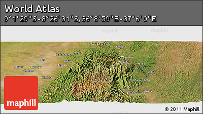 Satellite Panoramic Map of the Area around 8° 44' 0" S, 36° 37' 30" E