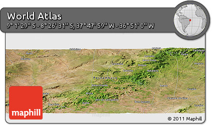Satellite Panoramic Map of the Area around 8° 44' 0" S, 37° 19' 30" W