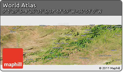 Satellite Panoramic Map of the Area around 8° 44' 0" S, 37° 19' 30" W
