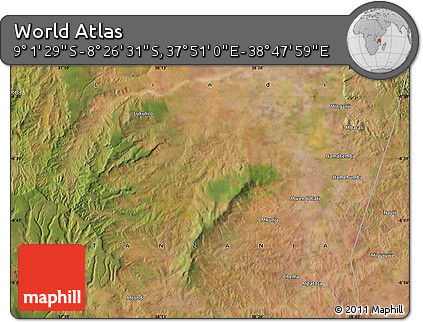 Satellite Map of the Area around 8° 44' 0" S, 38° 19' 30" E