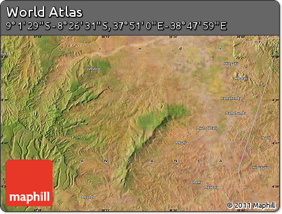 Satellite Map of the Area around 8° 44' 0" S, 38° 19' 30" E