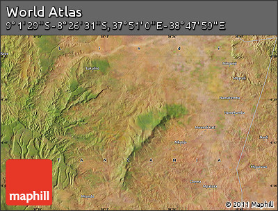 Satellite Map of the Area around 8° 44' 0" S, 38° 19' 30" E