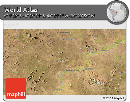 Satellite 3D Map of the Area around 8° 44' 0" S, 39° 52' 30" W