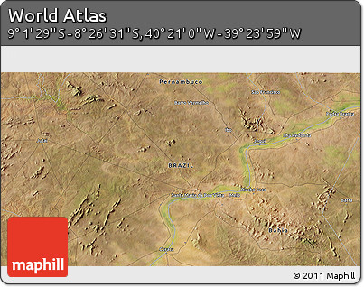 Satellite 3D Map of the Area around 8° 44' 0" S, 39° 52' 30" W