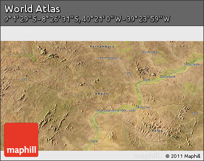 Satellite 3D Map of the Area around 8° 44' 0" S, 39° 52' 30" W