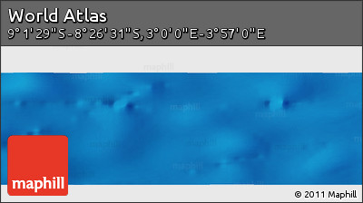 Shaded Relief Panoramic Map of the Area around 8° 44' 0" S, 3° 28' 30" E