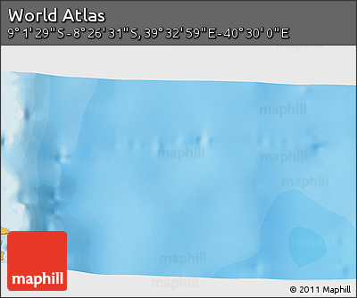 Political 3D Map of the Area around 8° 44' 0" S, 40° 1' 29" E