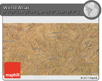 Satellite 3D Map of the Area around 8° 44' 0" S, 40° 43' 30" W