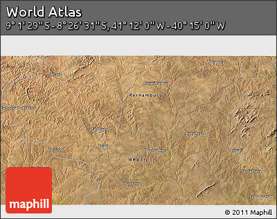 Satellite 3D Map of the Area around 8° 44' 0" S, 40° 43' 30" W