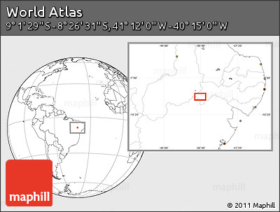 Blank Location Map of the Area around 8° 44' 0" S, 40° 43' 30" W