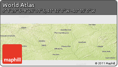 Physical Panoramic Map of the Area around 8° 44' 0" S, 40° 43' 30" W