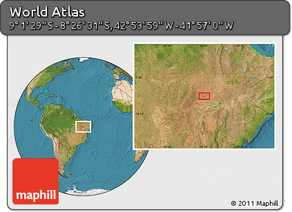Satellite Location Map of the Area around 8° 44' 0" S, 42° 25' 29" W