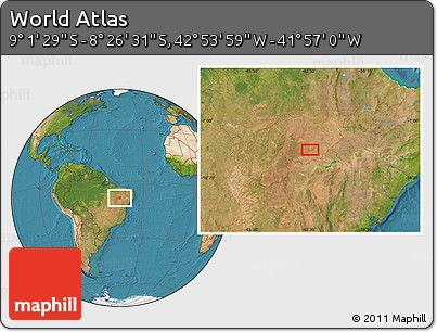 Satellite Location Map of the Area around 8° 44' 0" S, 42° 25' 29" W