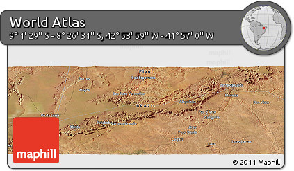 Satellite Panoramic Map of the Area around 8° 44' 0" S, 42° 25' 29" W