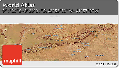 Satellite Panoramic Map of the Area around 8° 44' 0" S, 42° 25' 29" W