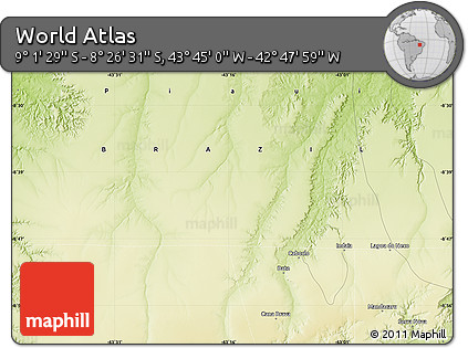 Physical Map of the Area around 8° 44' 0" S, 43° 16' 29" W