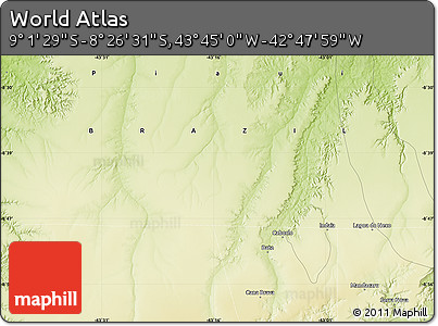 Physical Map of the Area around 8° 44' 0" S, 43° 16' 29" W