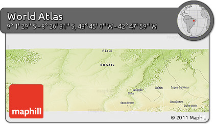 Physical Panoramic Map of the Area around 8° 44' 0" S, 43° 16' 29" W