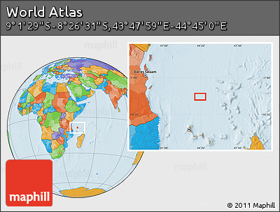 Political Location Map of the Area around 8° 44' 0" S, 44° 16' 29" E