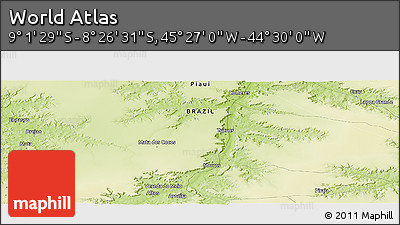 Physical Panoramic Map of the Area around 8° 44' 0" S, 44° 58' 30" W
