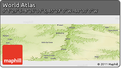 Physical Panoramic Map of the Area around 8° 44' 0" S, 44° 58' 30" W