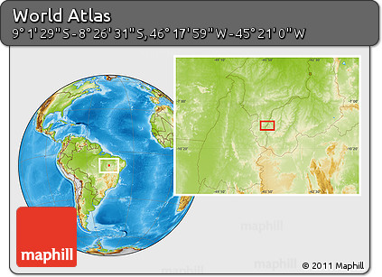 Physical Location Map of the Area around 8° 44' 0" S, 45° 49' 30" W